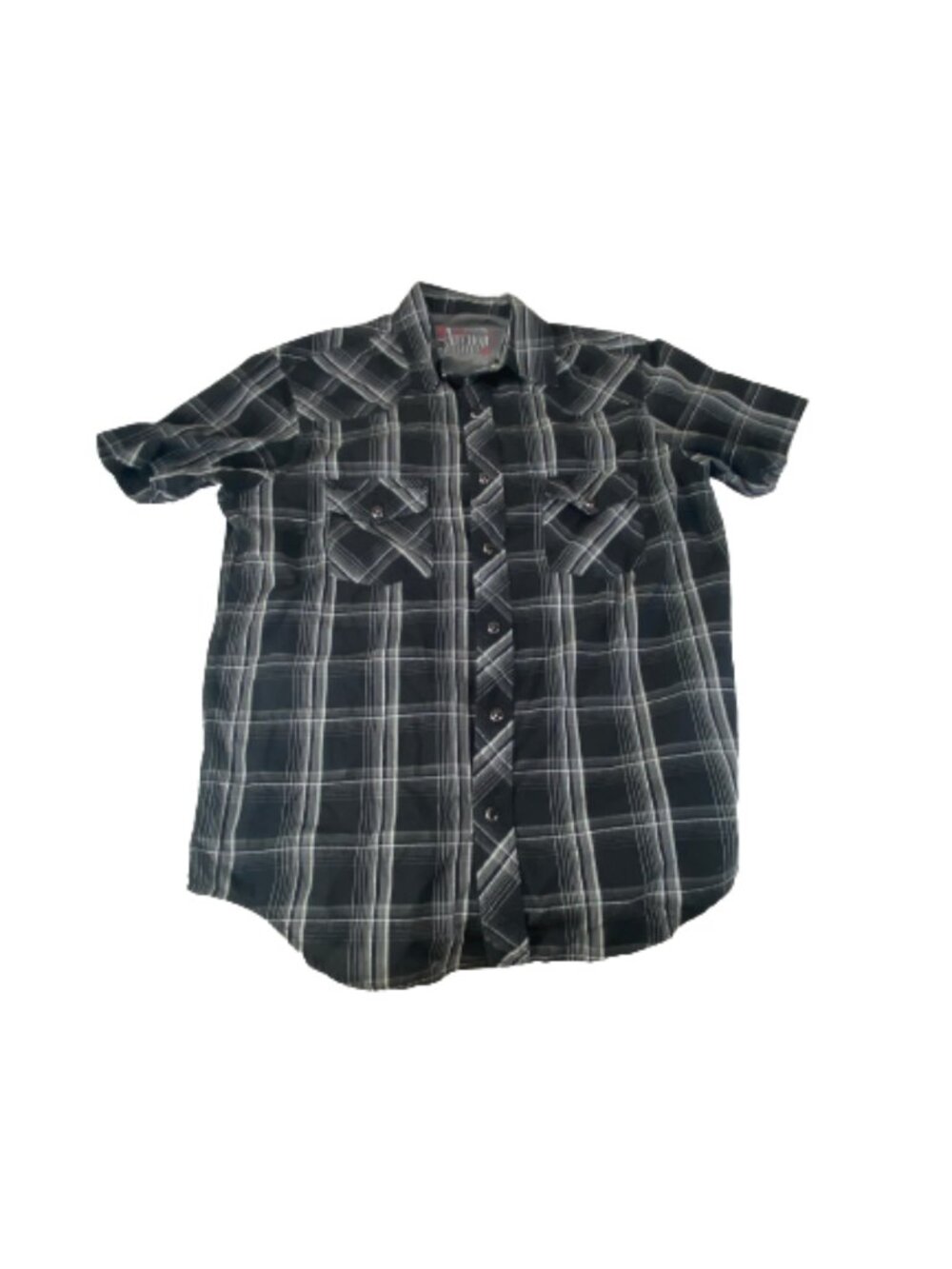 anchor blue black size large snap button shirt short sleeve